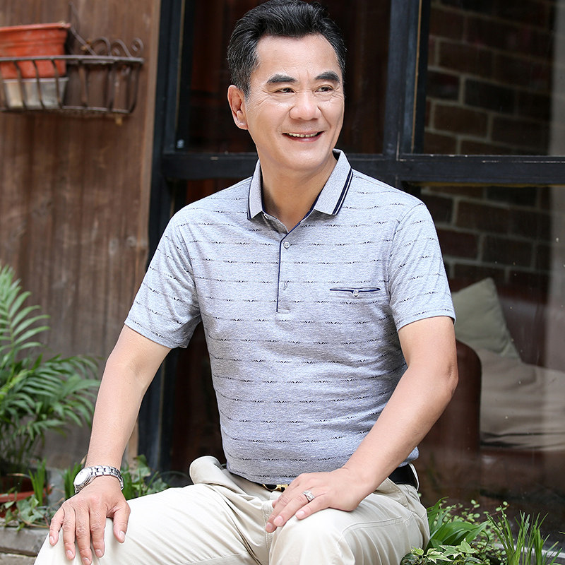 爸爸夏装短袖夏季男士体恤polo衫 进财企鹅T恤