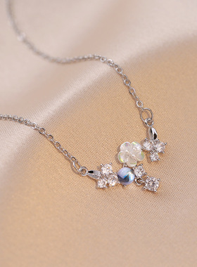 项链女 网红锆石花朵ins风小众极光石气质时尚日韩风配饰锁骨链