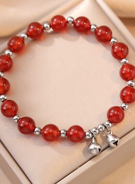 手链女新款原创设计红玛瑙手链韩版简约红色玛瑙串珠现货饰品