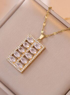 钛钢锁骨链女项链时尚彩色锆石