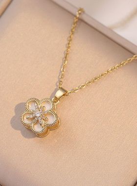 项链女 网红时尚个性设计旋转雪花流行锆石气质跨境销售简约项链