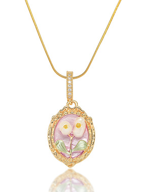 项链女欧美新款天然淡水珍珠项链油画风太阳花珍珠简约扣耳环套装