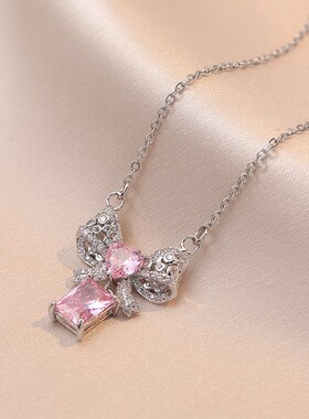 项链女 日韩风网红爱心韩国ins风清新镶钻爱心锁骨链新款项饰