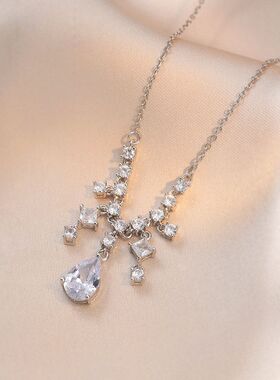 项链女网红小红薯满天星彩色锆石小众时尚新款设计感吊坠气质项链