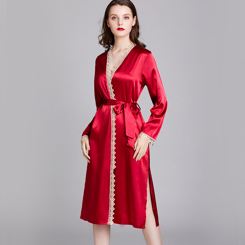 中长款薄款冰丝开衫浴袍春秋性感 苏婉田睡袍/浴袍