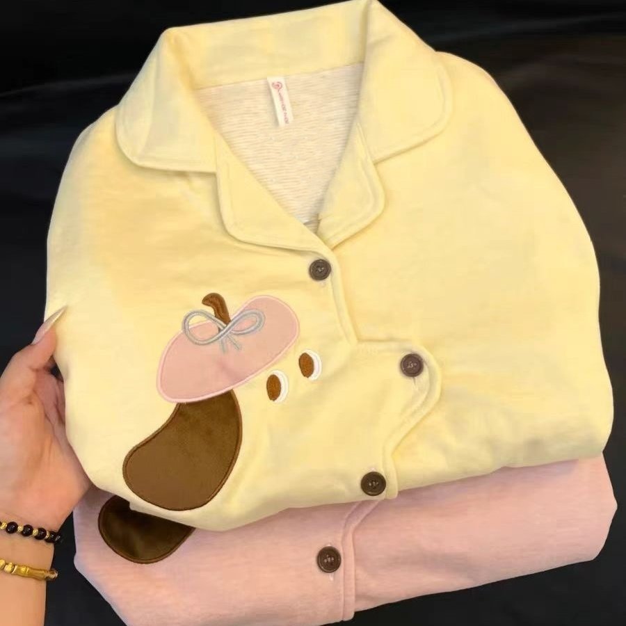 可爱卡通德绒保暖睡衣女2025秋冬季新款加绒加厚羊毛衫家居服套装,淘宝优惠券,粉丝福利购,淘宝优惠卷