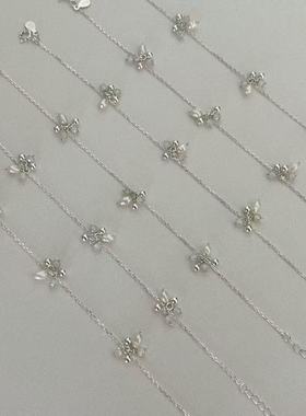 S925银淡水珍珠白锆石圆珠手链