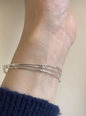 S925银优雅法式三层蛇骨链手链