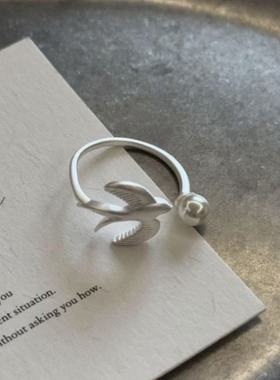 S925银旷野飞鸟复古风小众戒指