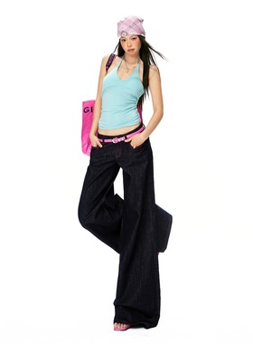 Low Waist Wide Leg Jeans Women's Floor Trousers American仔裤