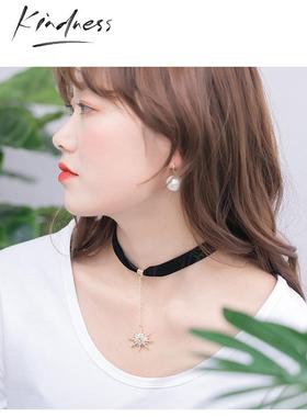 欧美小众女士黑色项链颈链甜酷锁骨链轻奢小众复古配饰项圈潮项