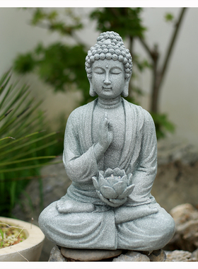 中式佛像花园庭院布置园艺造景家居书房太阳能灯摆设装饰禅意摆件