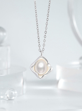 不规则纯银925项链女小众设计轻奢款天然淡水珍珠锁骨链几何吊坠