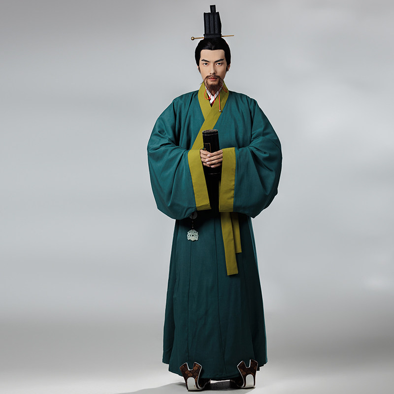 怀谷居【霜序】战国直裾袍汉服绿色红色男款棉麻秦汉魏晋曲裾原创,淘宝优惠券,粉丝福利购,淘宝优惠卷