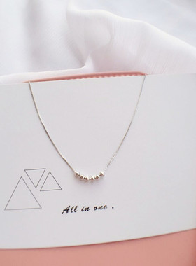 精致迷你转运圆珠S925纯银项链锁骨链可爱文艺气质配饰礼物女款