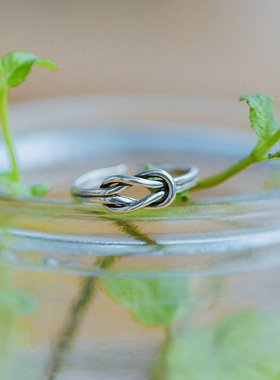 简约潮人纯银情侣戒指女男日韩学生一对复古对戒开口戒子指环饰品