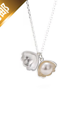 天然淡水珍珠贝壳简约韩国学生s925纯银项链女百搭生日吊坠锁骨链