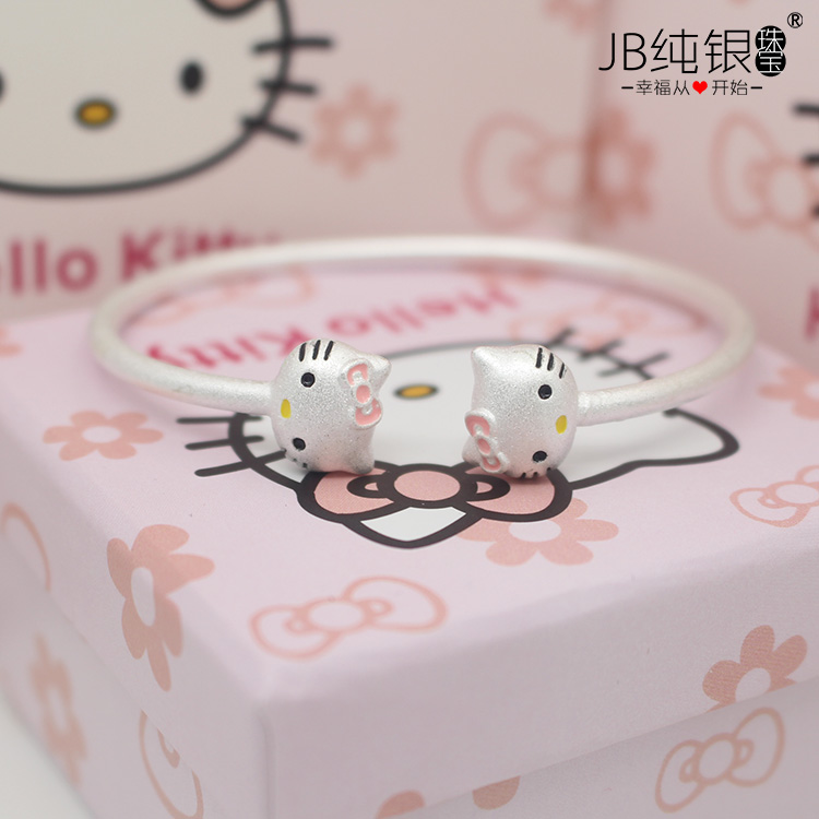 S925手镯helloKitty猫纯银转运珠手链亲子宝宝款手环生日礼物包邮 - 图3