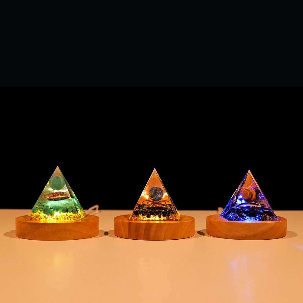 水晶球树脂水晶金字塔摆件树脂工艺品家居装饰能量摆件-图0