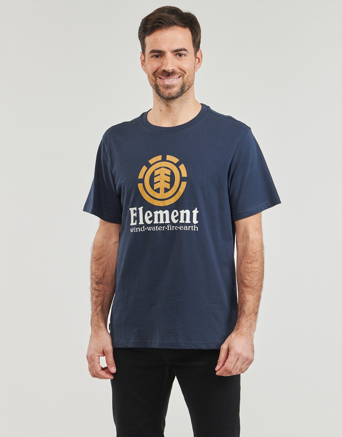 ELEMENT（服饰）男装休闲百搭款透气圆领短袖T恤蓝色2024夏季新款 - 图0