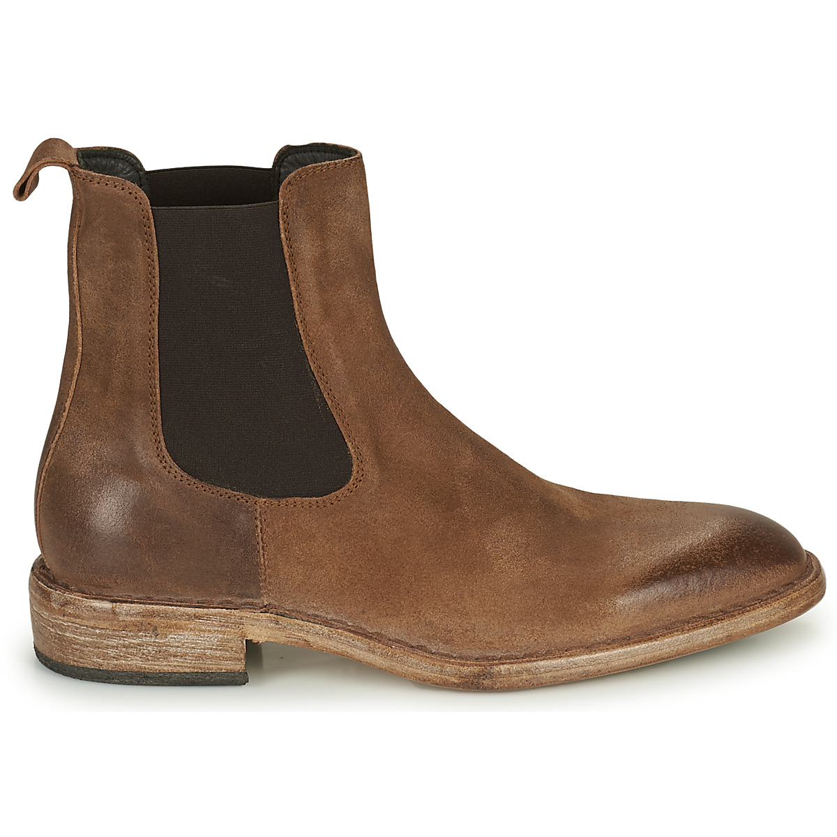 Moma意大利品牌男靴切尔西靴棕色秋冬新款英伦风反绒皮面短筒靴-图0
