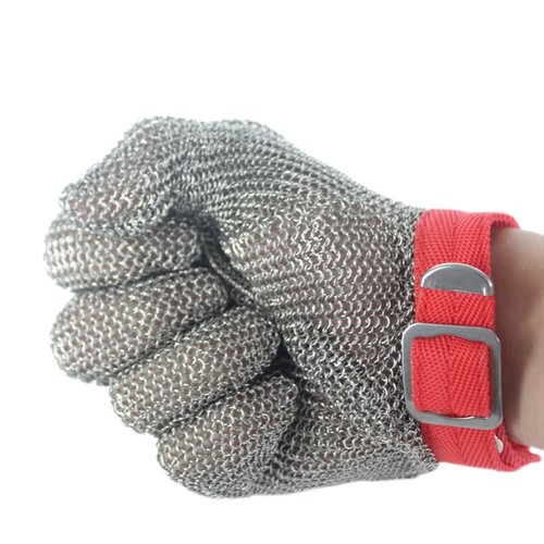 俊久钢丝手套防割钢圈五指三指进口不锈钢防切割裁剪电锯电剪防护 - 图3