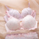 Wireless gathered embroidered bra set