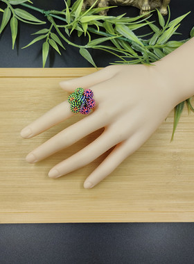 梵叙五彩线戒指手编五彩线指环