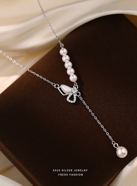 蝴蝶珍珠S925银项链女精致高级感