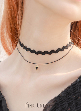 pinkunicorn原宿三角形波浪项链