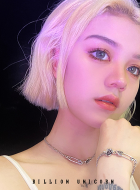 unicorn玫瑰别针项链ins冷淡风