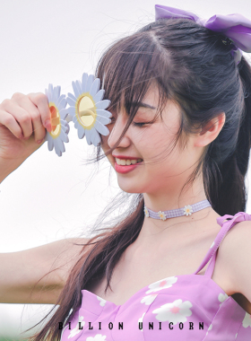 小雏菊紫色项圈女颈带小众设计感