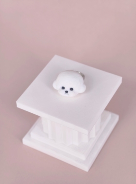 【比熊头】原创设计小狗指环趣味开口可调节戒指女  宠物闺蜜对戒