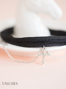 原创原创项圈黑色复古十字架吊坠