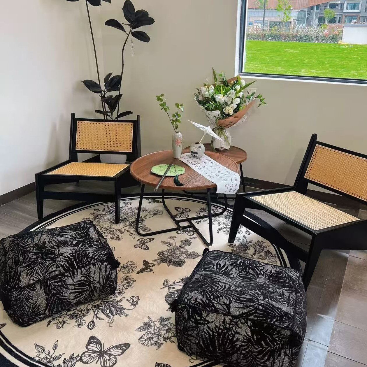 网红法式墩子凳子中式矮凳蒲团垫懒人坐垫可拆洗豆袋泡沫颗粒蒲团