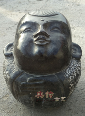 仿古雕刻福娃工艺品人物青石做旧
