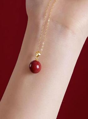 新款心形朱砂吊坠项链女天然紫金砂爱心锁骨链高级感转运颈链情侣