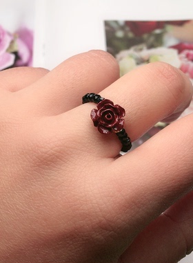 朱砂转运珠戒指女貔貅弹力尾戒