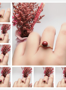 原矿朱砂戒指情侣镶嵌碧玉和田玉