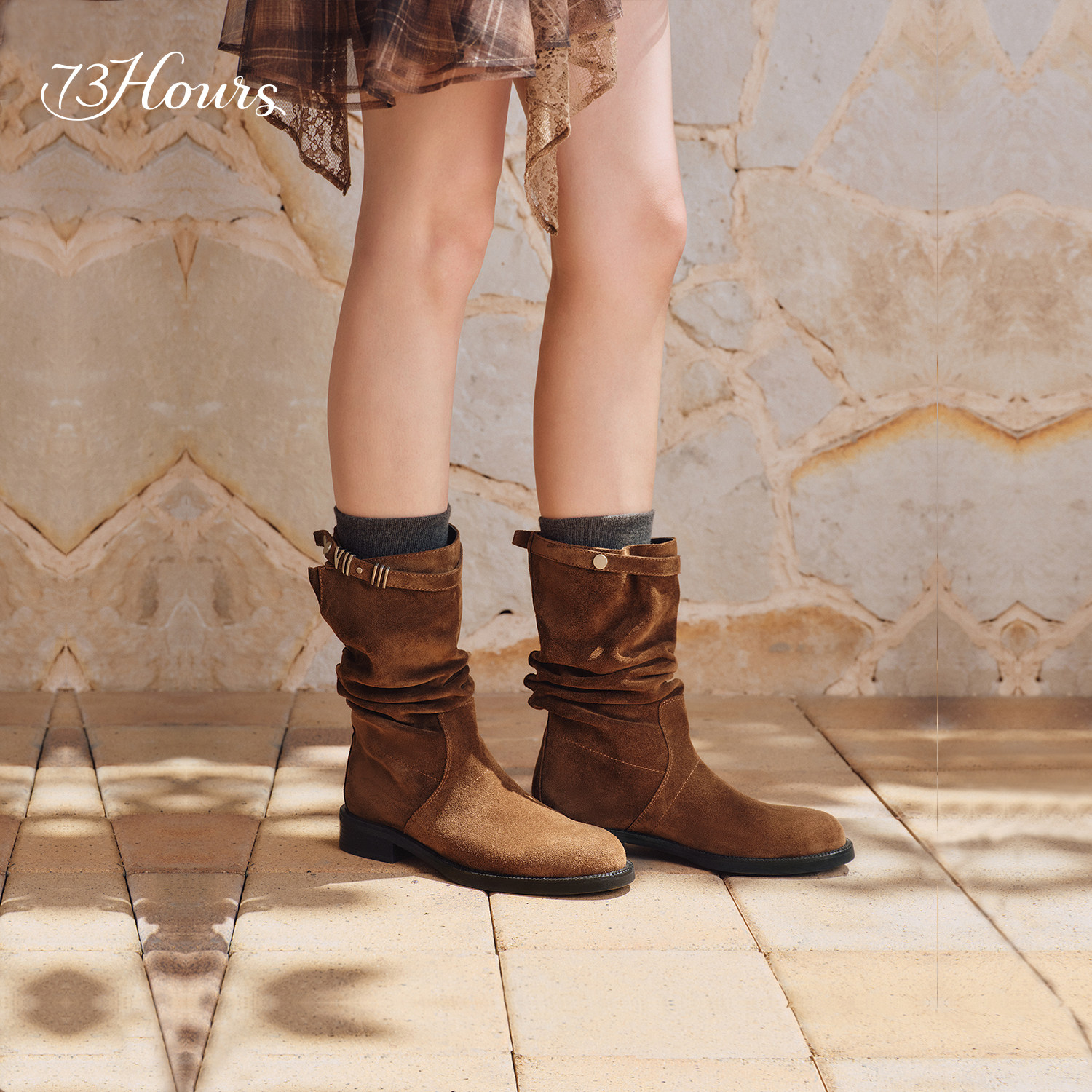 73hours女鞋游牧骑士2025冬季新款牛仔西部靴女美拉德短靴堆堆靴,淘宝优惠券,粉丝福利购,淘宝优惠卷