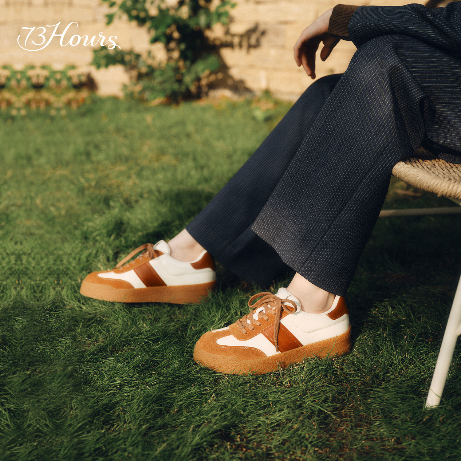 73hours女鞋焦糖酥2026春季新款厚底休闲鞋棕色德训鞋复古板鞋,淘宝优惠券,粉丝福利购,淘宝优惠卷