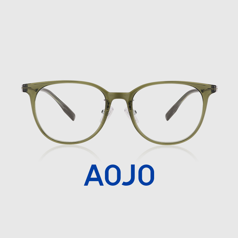 AOJO澳镜眼镜女可配度数近视眼镜架椭圆框钛金属眼镜框AJ101FK016 - 图2