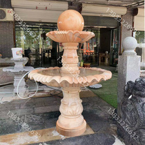 Marble fountain running water outdoor patio pool swinging pieces Han white jade stone sculptures Feng Shui Ball Fountain Eurostyle Stone Waterbowl