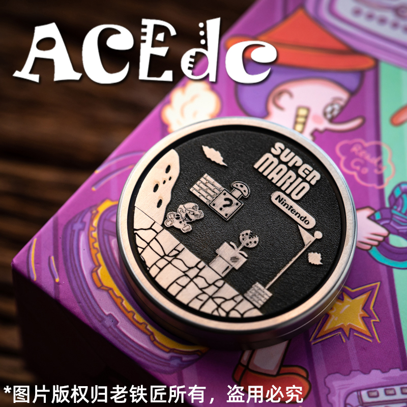 ACEDC平板主题啪啪币ppb奶盖 金属解压玩具EDC推牌指尖陀螺老铁匠 - 图1