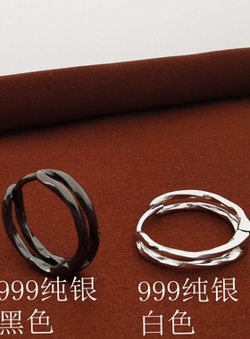 S999纯银耳环养耳洞耳钉耳圈耳饰