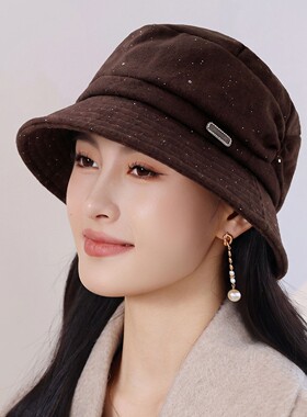 新款帽子女秋冬季渔夫帽百搭