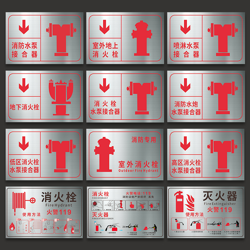 消防控制室标识标牌水泵房接合器消控监控值班室不锈钢门牌室外取水口安全重点部位结合器标志应急挂牌定制做