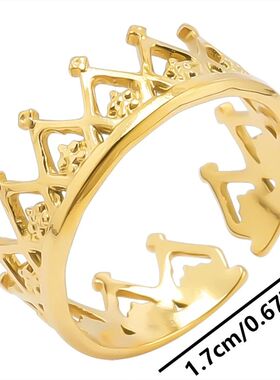 Adjustable Ring Crown Stainless Steel Rings For Women Men Ac