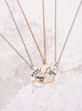 3 Pcs/set Big Sis Middle Sis Little Sis Pendant Necklace For