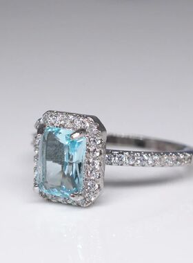 Charm Rings for Women Silver Jewelry with Sapphire Zircon Ge